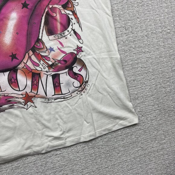 NEW The Rolling Stones Band T-Shirt Wom Sz XS White Off-White Tattoo Graphic - Picture 5 of 15